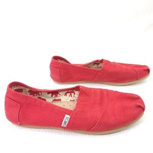 Toms Classics Shoes Bright Red Wrap Style Slip On Comfort Flats Womenw Size 8